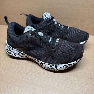 Brooks Revel 5 Leopard Print Running Shoes Size 7.5 Black White Animal Print